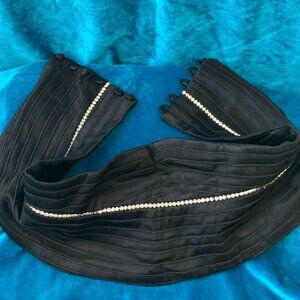 Womens Goth Cummerbund - black with rhinestones - button close - 29 inches